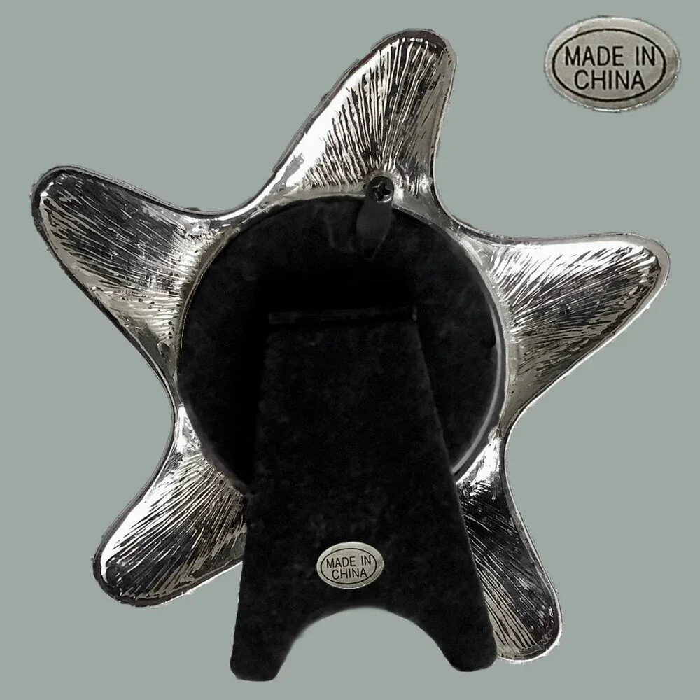 Enamel & Silvertone Starfish Photo Frame With Crystal Accents - 2.5 Round